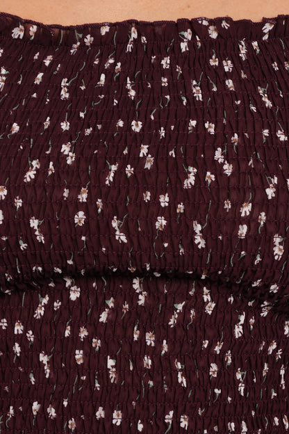 Greta Top - Burgundy Floral