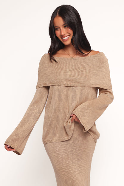 Indya Off Shoulder Top - Mocha