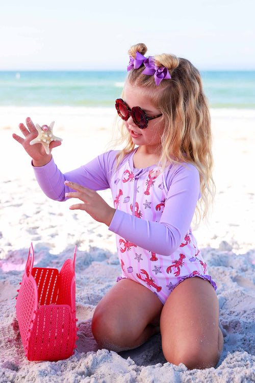 Long Sleeve Rash Guard with Front Zipper | Pinch Me Pink