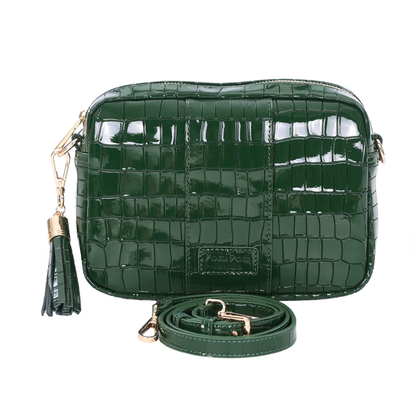 Pom Pom City Bag Patent Croc Clover Green