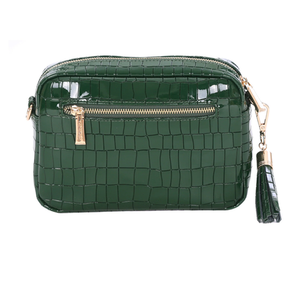 Pom Pom City Bag Patent Croc Clover Green