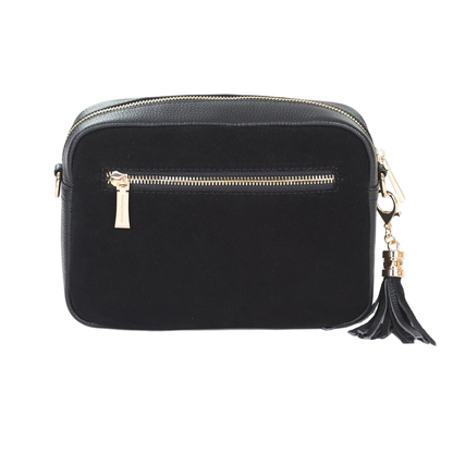 Pom Pom London City Suede & Leather Bag Black