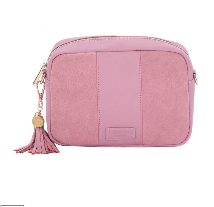 Pom Pom London City Suede & Leather Bag Pink