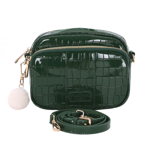 Pom Pom Original Bag Patent Croc Clover Green
