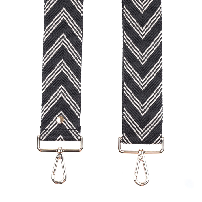 Pom Pom Strap Black Chevron
