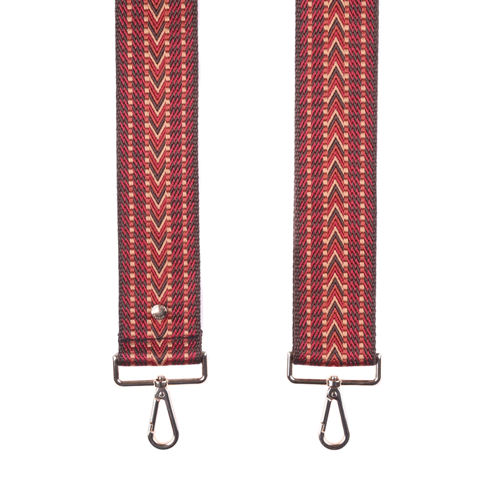 Pom Pom Strap Burgundy Tribal
