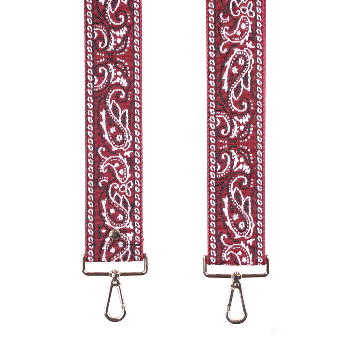 Pom Pom Strap Deep Burgundy Paisley