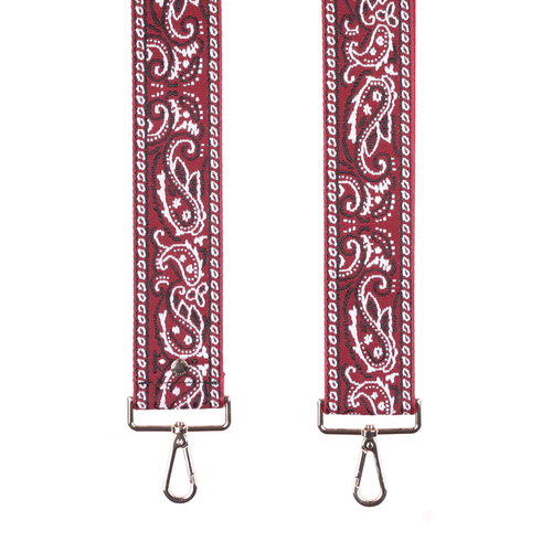 Pom Pom Strap Deep Burgundy Paisley