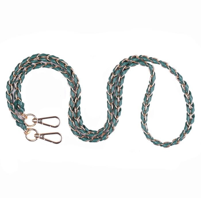 Pom Pom Strap Gold Chain Madeira Green Weave