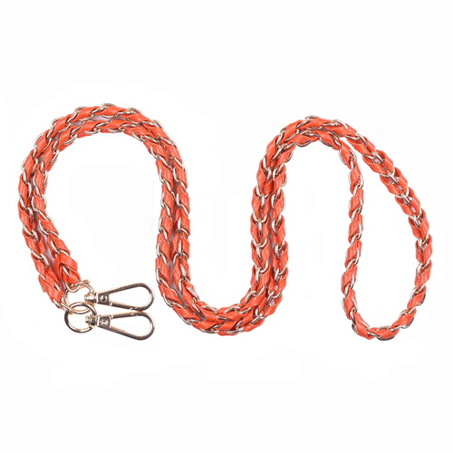 Pom Pom Strap Gold Chain Orange Spice Weave