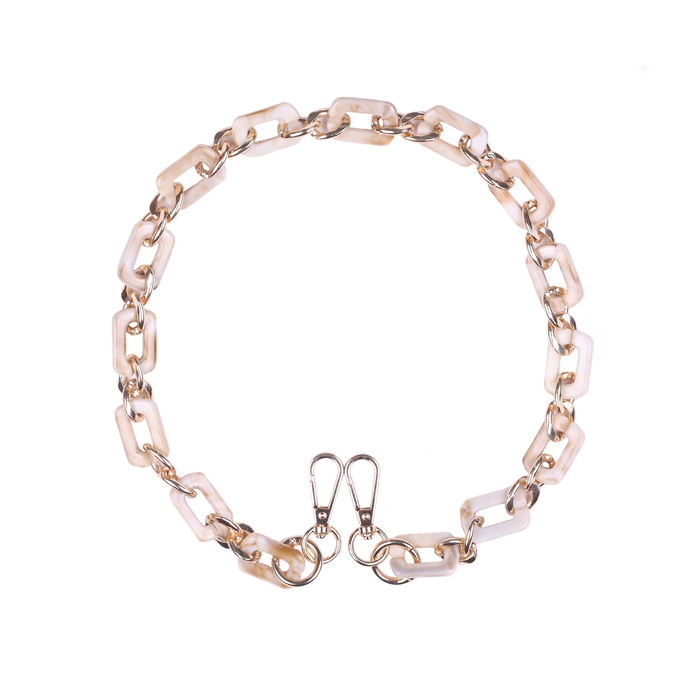 Pom Pom Strap Gold Chain Stone Link 73cm