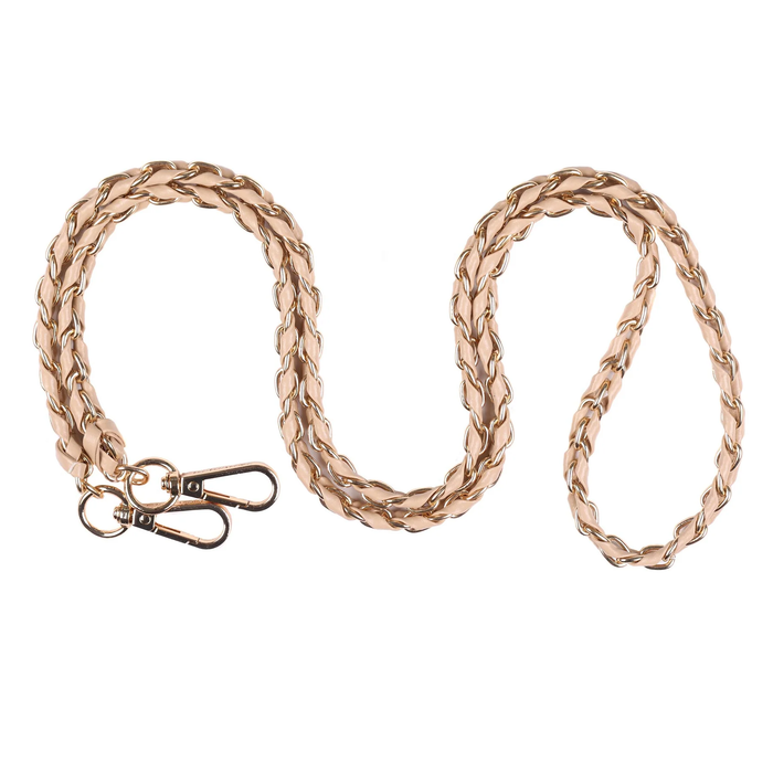 Pom Pom Strap Gold Chain Toffee Weave