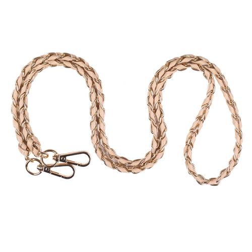 Pom Pom Strap Gold Chain Toffee Weave