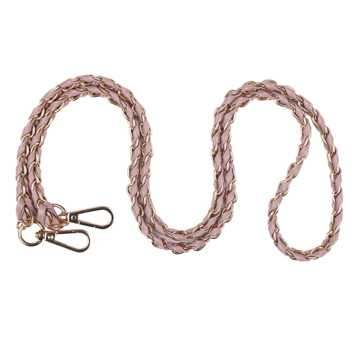 Pom Pom Strap Gold Chain Wood Rose Weave