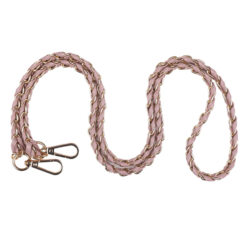 Pom Pom Strap Gold Chain Wood Rose Weave