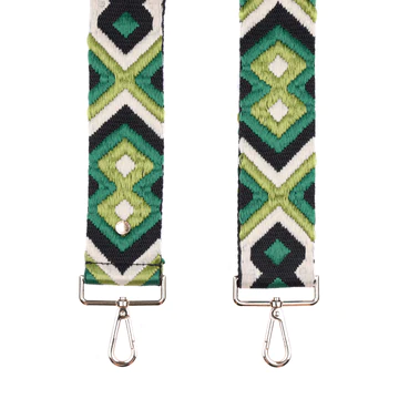 Pom Pom Strap Green Embroidered