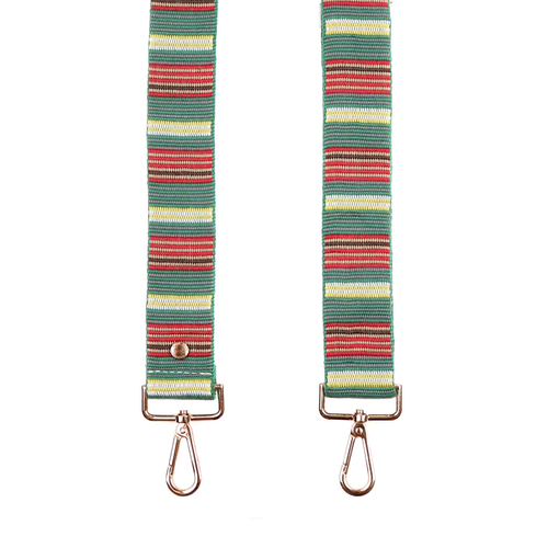 Pom Pom Strap Green Multi Stripe