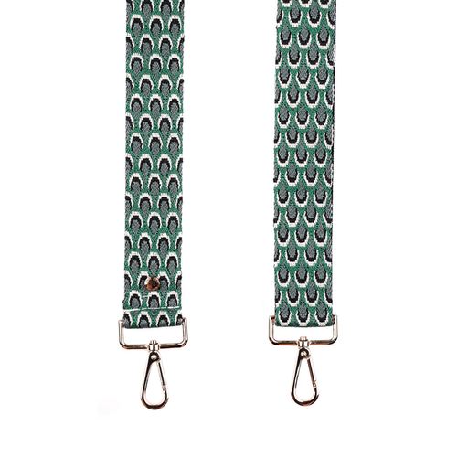 Pom Pom Strap Green Peacock