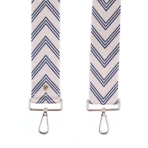 Pom Pom Strap Navy Chevron