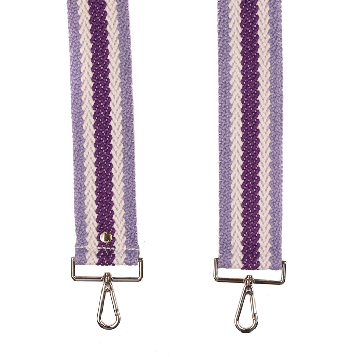 Pom Pom Strap Purple Woven Stripe