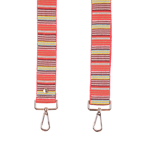 Pom Pom Strap Red Multi Stripe