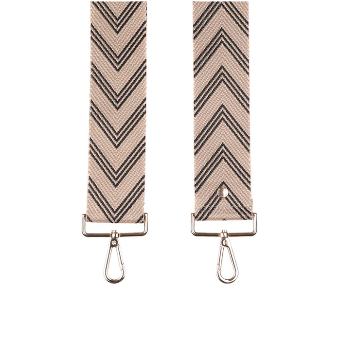 Pom Pom Strap Stone & Black Chevron