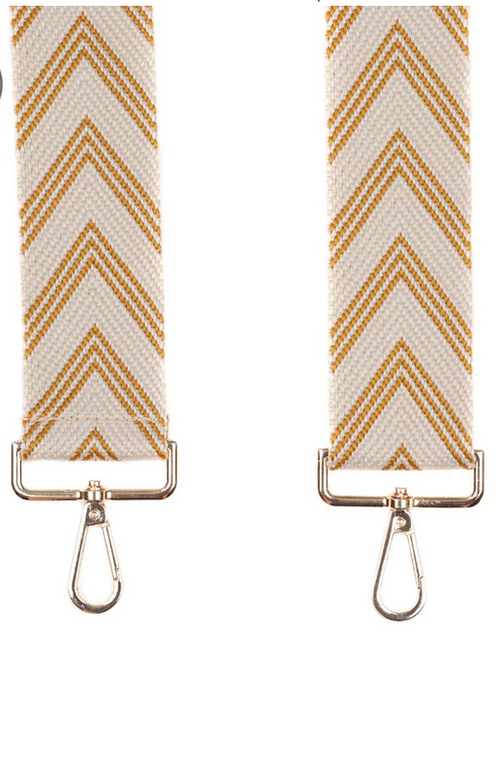 Pom Pom Strap Tan Chevron