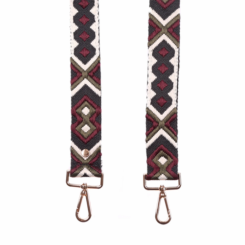 Pom Pom Strap Violet Fig Embroidered