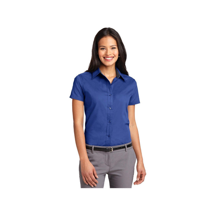 no-logo Port Authority Ladies Short Sleeve Easy Care Shirt-Port Authority-Royal/Classic Navy-XS-Thread Logic
