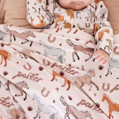 P's Ponies Personalized Swaddle Blanket