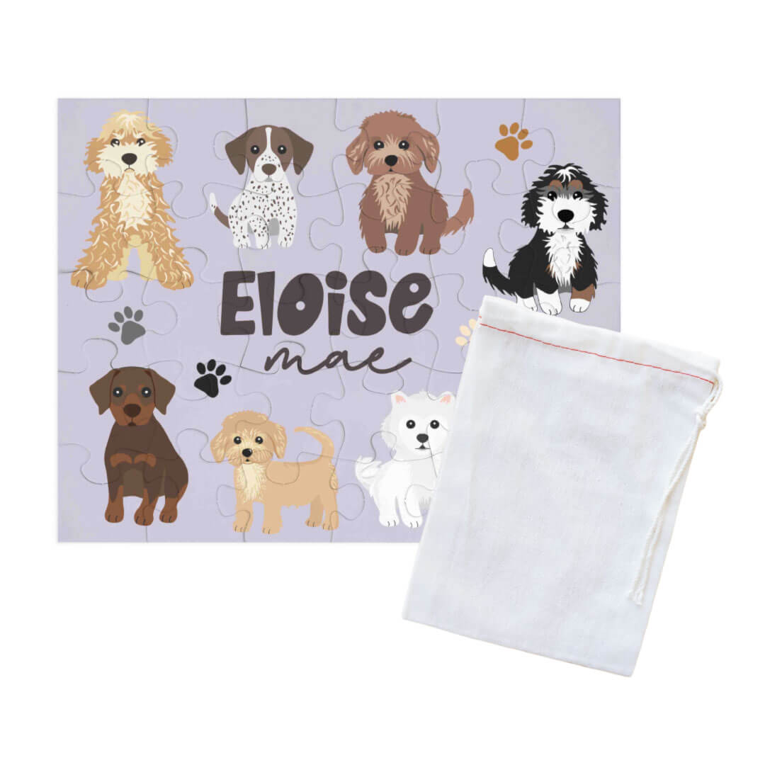 Kids Personalized 30 Piece Puzzle | Purple Puppy Pals