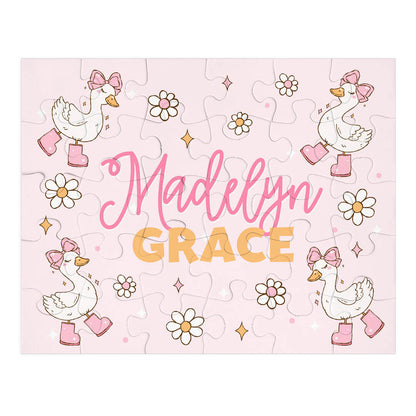 Kids Personalized 30 Piece Puzzle | Silly Goose Pink