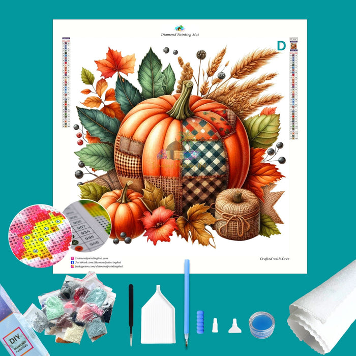 Quilted Pumpkin Diamond Painting