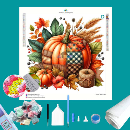 Quilted Pumpkin Diamond Painting