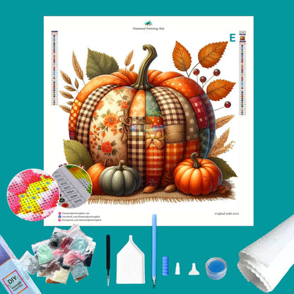 Quilted Pumpkin Diamond Painting