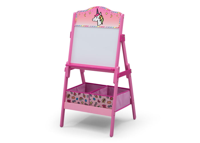 Delta Children Rainbow Dreams (1221) Wooden Activity Easel with Storage, Left Silo View