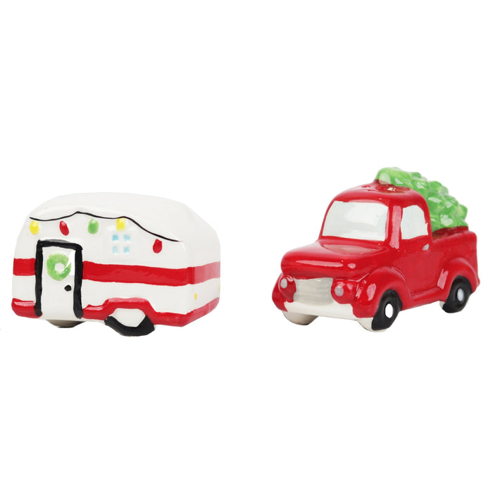 Red Truck and Camper Christmas Salt and Peppper Set