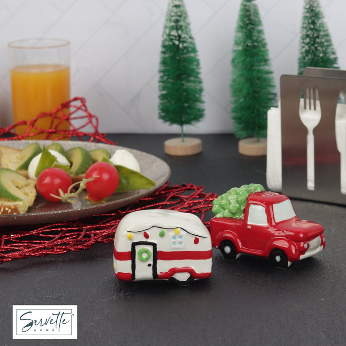 Red Truck and Camper Christmas Salt and Peppper Set