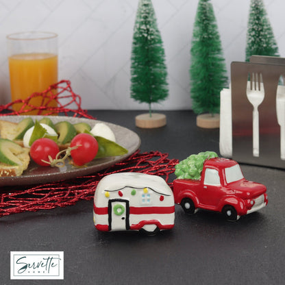 Red Truck and Camper Christmas Salt and Peppper Set