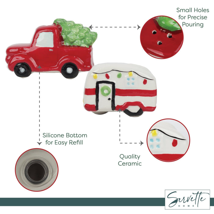 Red Truck and Camper Christmas Salt and Peppper Set