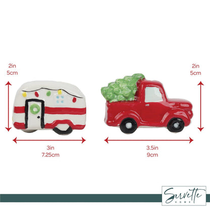 Red Truck and Camper Christmas Salt and Peppper Set