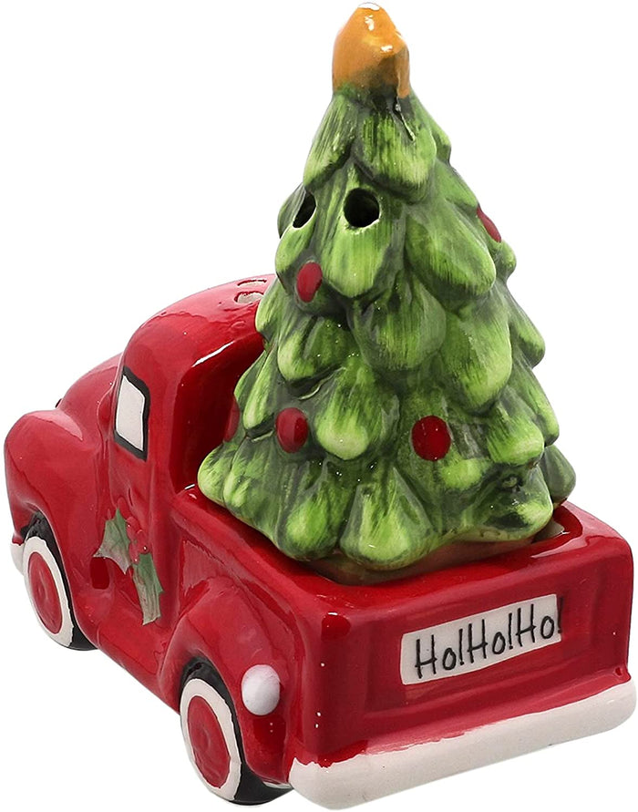 Red Truck with Christmas Tree Salt Shakers