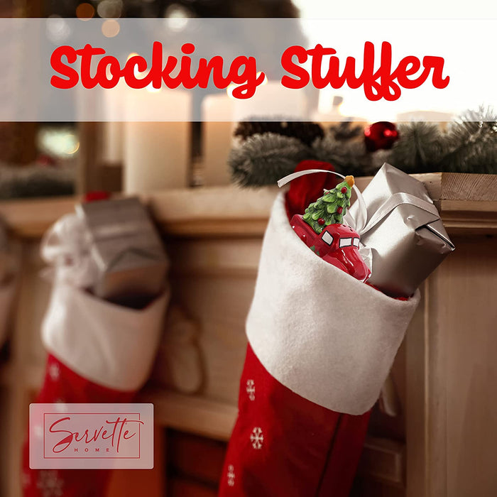 Red Truck with Christmas Tree Salt Shakers