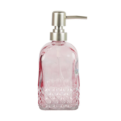 Rose Diamond Glass Soap Dispenser with Pump