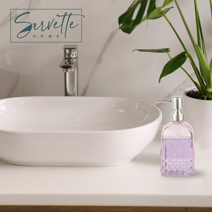 Rose Diamond Glass Soap Dispenser with Pump