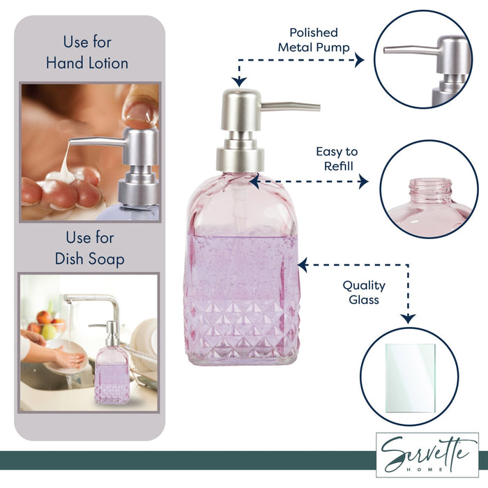 Rose Diamond Glass Soap Dispenser with Pump