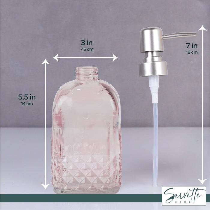 Rose Diamond Glass Soap Dispenser with Pump