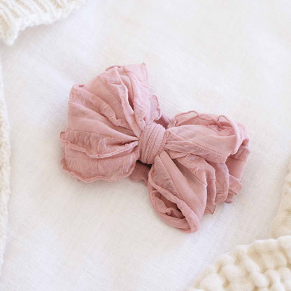 Large Ruffle Knit Bow | Pinks