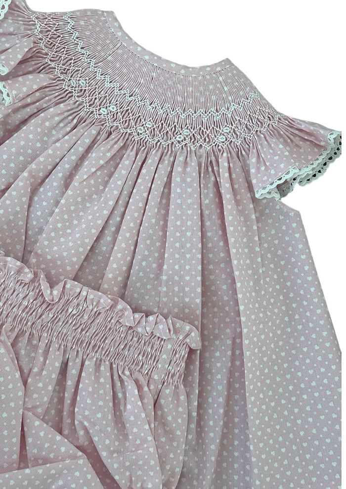 Roxie Pink Handsmocked Hearts Set