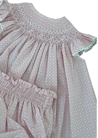 Roxie Pink Handsmocked Hearts Set